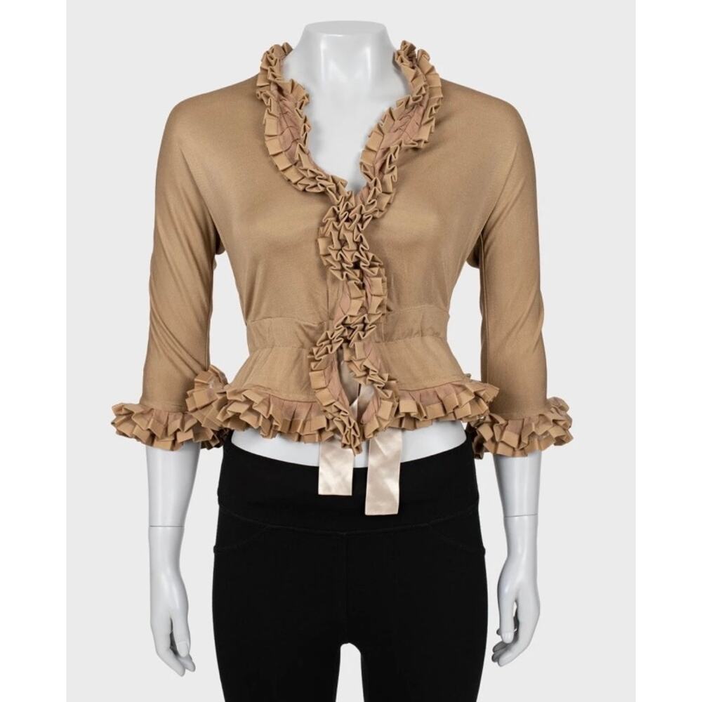 Yves Saint Laurent Vintage Beige 3/4 Sleeve Blouse Sz.S